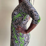 Load image into Gallery viewer, Shorty - Snakeskin Print Gray &amp; Green Dress
