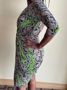 Shorty - Snakeskin Print Gray & Green Dress