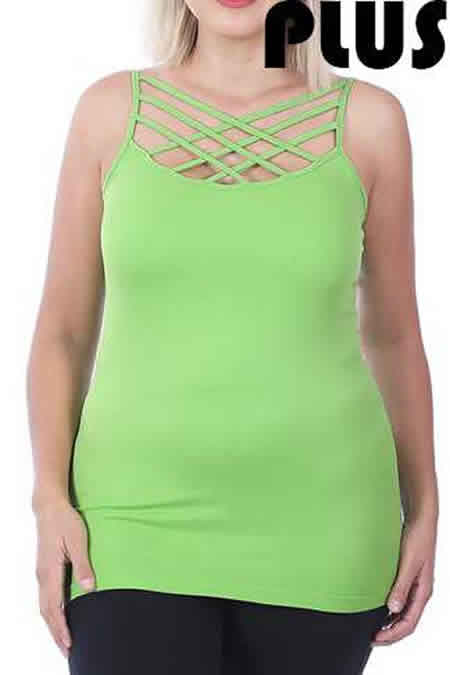 Shorty Caged Long Cami - Plus Size - Kiwi