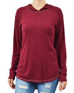 Shorty Hoodie Tunic Sweatshirt - Burgundy