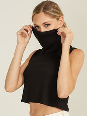 Load image into Gallery viewer, Shorty Mask Turtleneck Crop Top - Black
