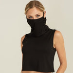 Load image into Gallery viewer, Shorty Mask Turtleneck Crop Top - Black
