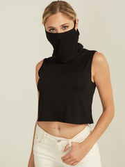 Load image into Gallery viewer, Shorty Mask Turtleneck Crop Top - Black

