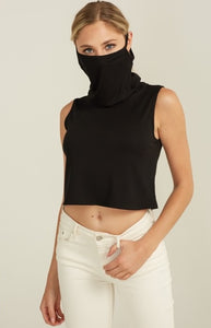 Shorty Mask Turtleneck Crop Top - Black