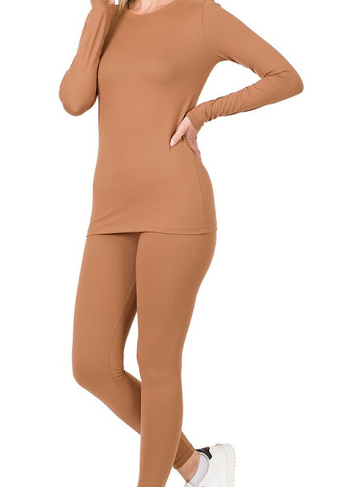 Shorty - Microfiber Round Neck Top & Leggings Set