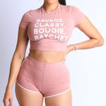 Load image into Gallery viewer, Shorty Crop Top and Short Set with Mask
