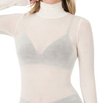 Load image into Gallery viewer, Shorty - Tencel See-thru Turtleneck Long Sleeve Top - Ivory
