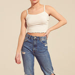 Load image into Gallery viewer, Shorty Ribbed Tank Crop Top - Off White
