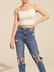 Load image into Gallery viewer, Shorty Ribbed Tank Crop Top - Off White
