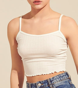 Shorty Ribbed Tank Crop Top - Off White