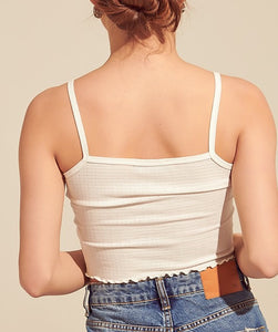 Shorty Ribbed Tank Crop Top - Off White