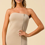 Load image into Gallery viewer, Shorty Tube Dress with front Zipper - Taupe

