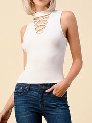 Load image into Gallery viewer, Shorty V-Neck Cage Front Ribbed Shirt
