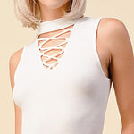 Load image into Gallery viewer, Shorty V-Neck Cage Front Ribbed Shirt
