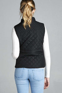 Shorty Women's Quilted Puffer Vest - Black